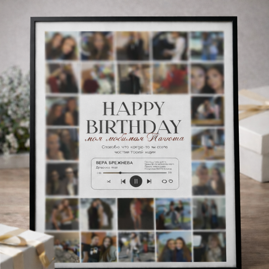 Sivorae personalized birthday photo collage frame gift with custom message and music player design