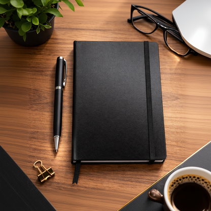 Black leather journal luxury packing ready to gift notebook for men and women corporate gifting