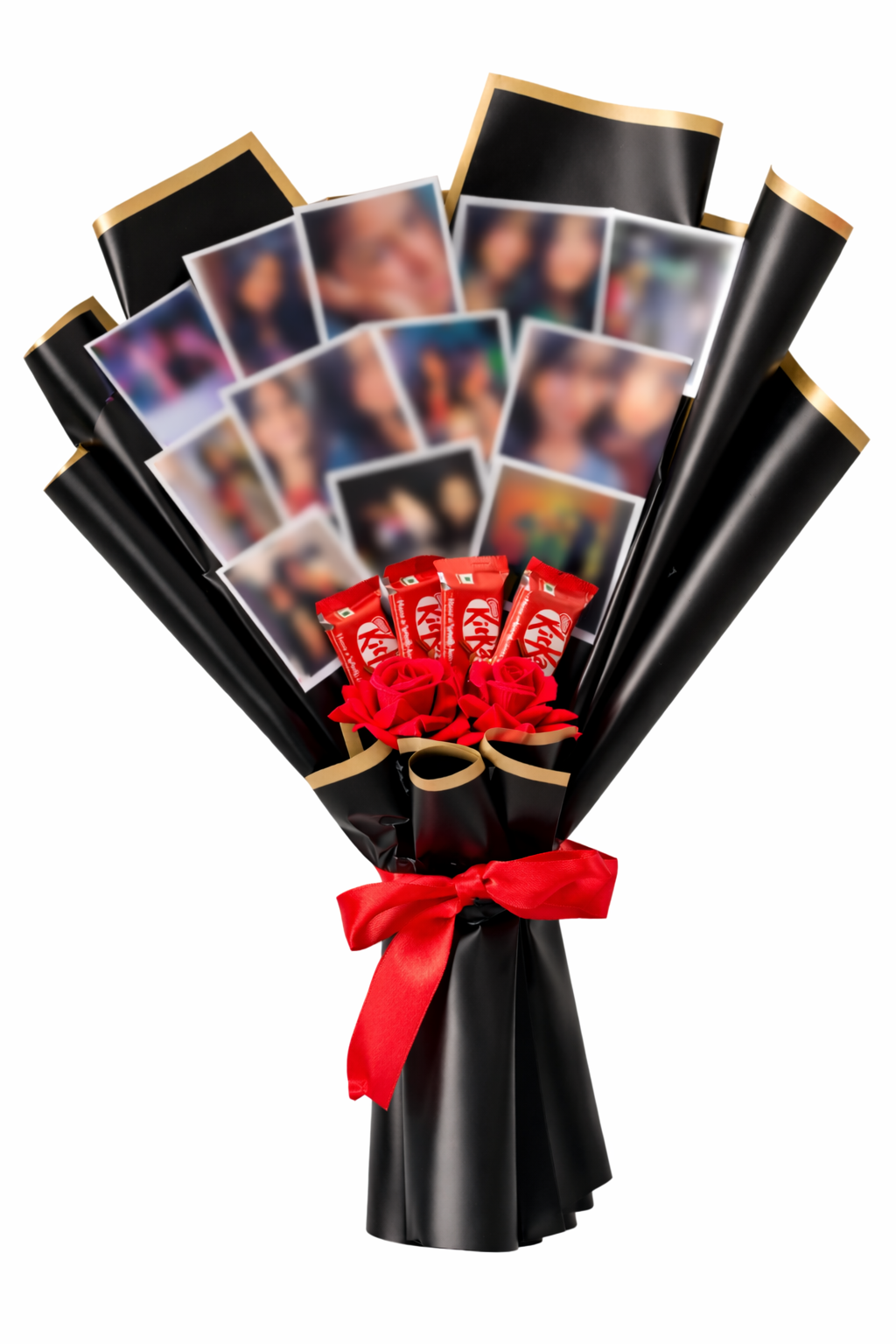 Personalized Photo Chocolate Bouquet with Roses | Custom Memory Gift Hamper