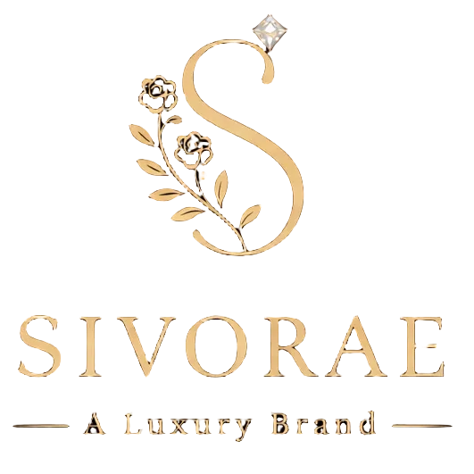 Luxury brand logo 'SIVORAE' with a decorative 'S' and rose design on a black background.