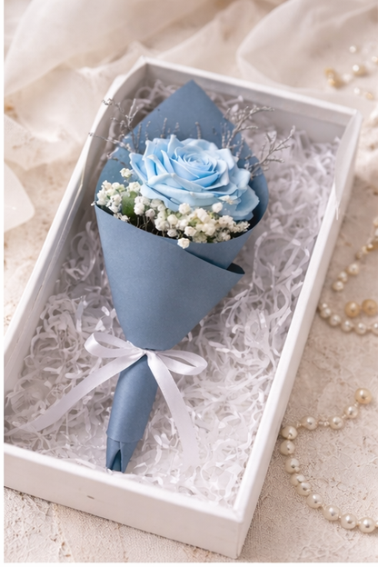 Blue Rose Mini Bouquet Gift – Handmade Artificial Flower Surprise